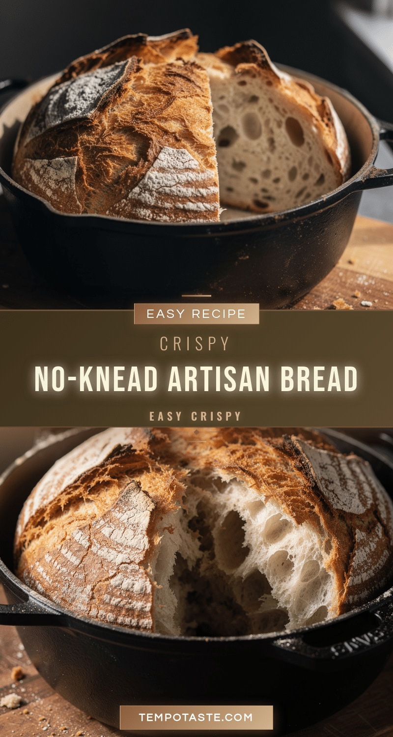 crispy no-knead artisan bread loaf recipe