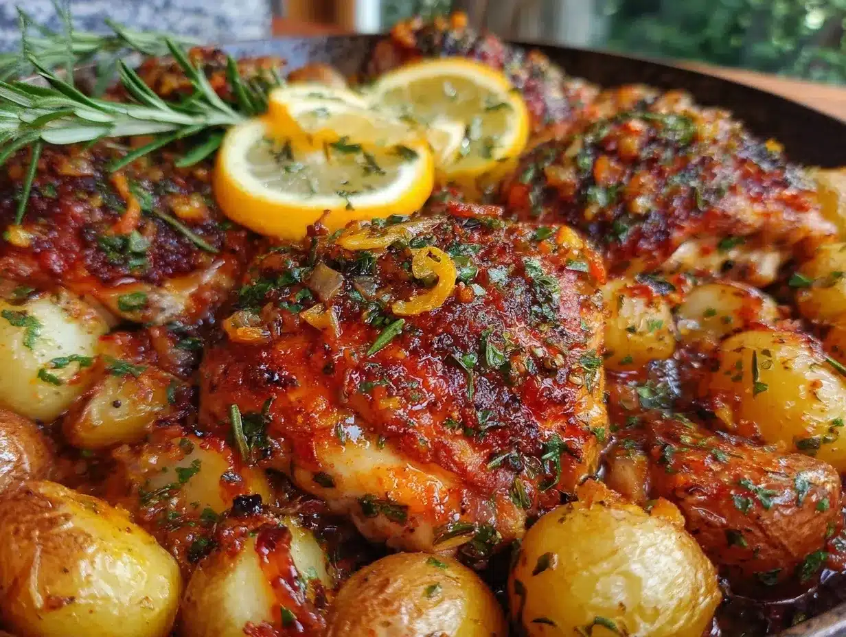 crispy one-pan lemon herb chicken with potatoes preparation steps