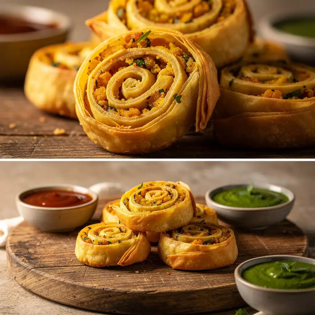 crispy samosa pinwheels - featured image