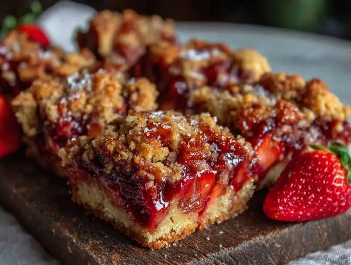 crispy strawberry rhubarb crumble bars preparation steps