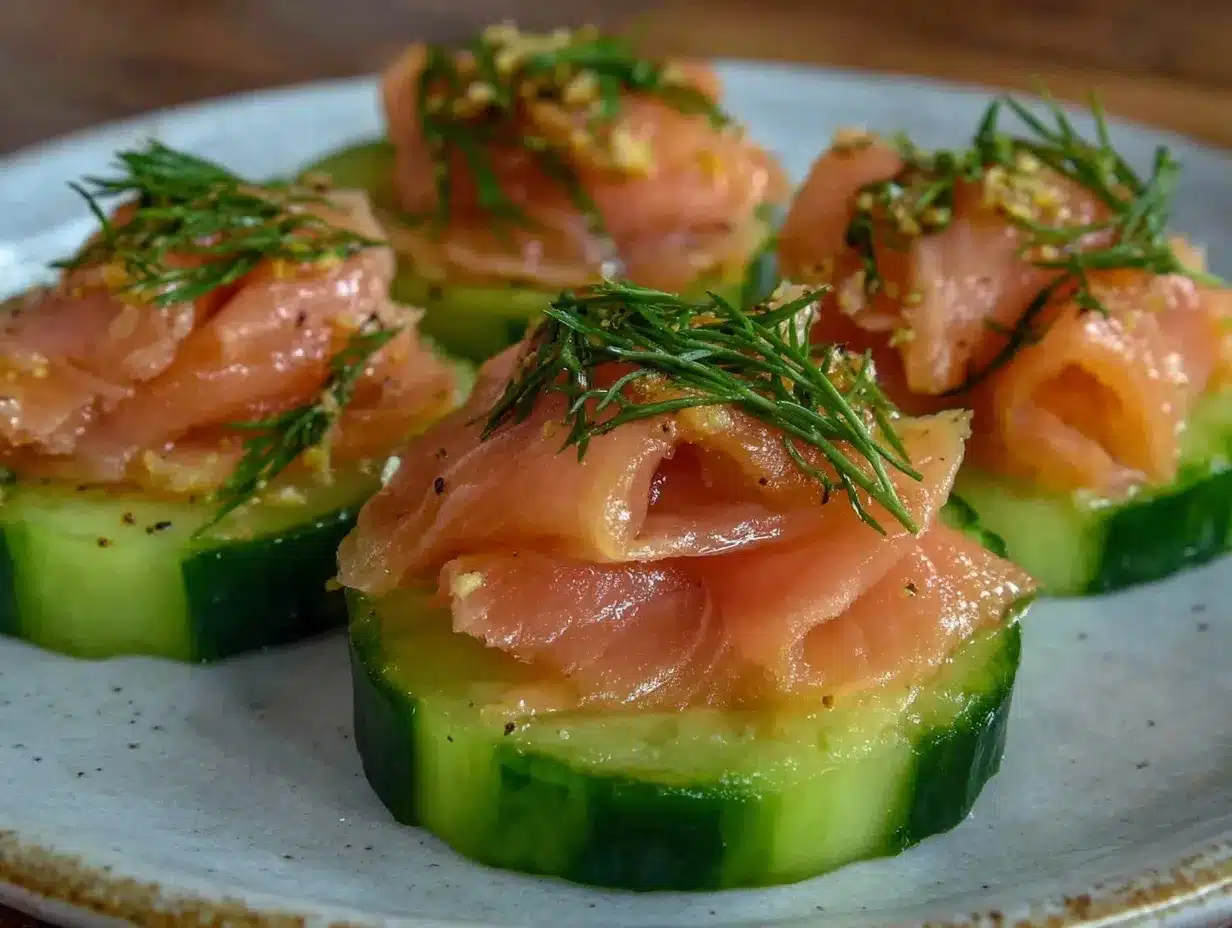 cucumber rounds with smoked salmon and dill preparation steps