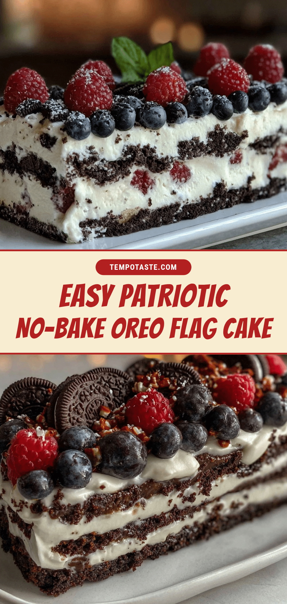 easy patriotic no-bake oreo flag cake recipe
