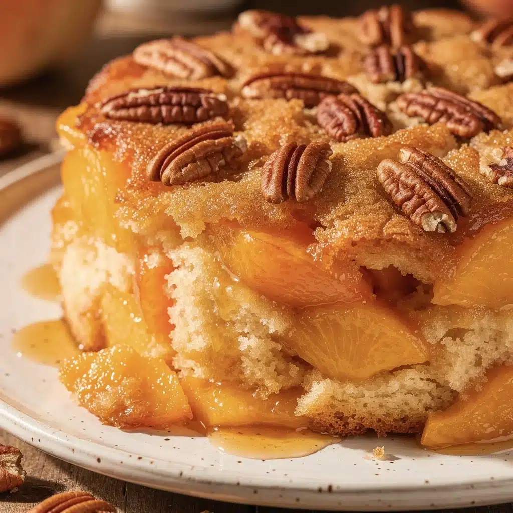 easy peach cobbler dump cake - featured image