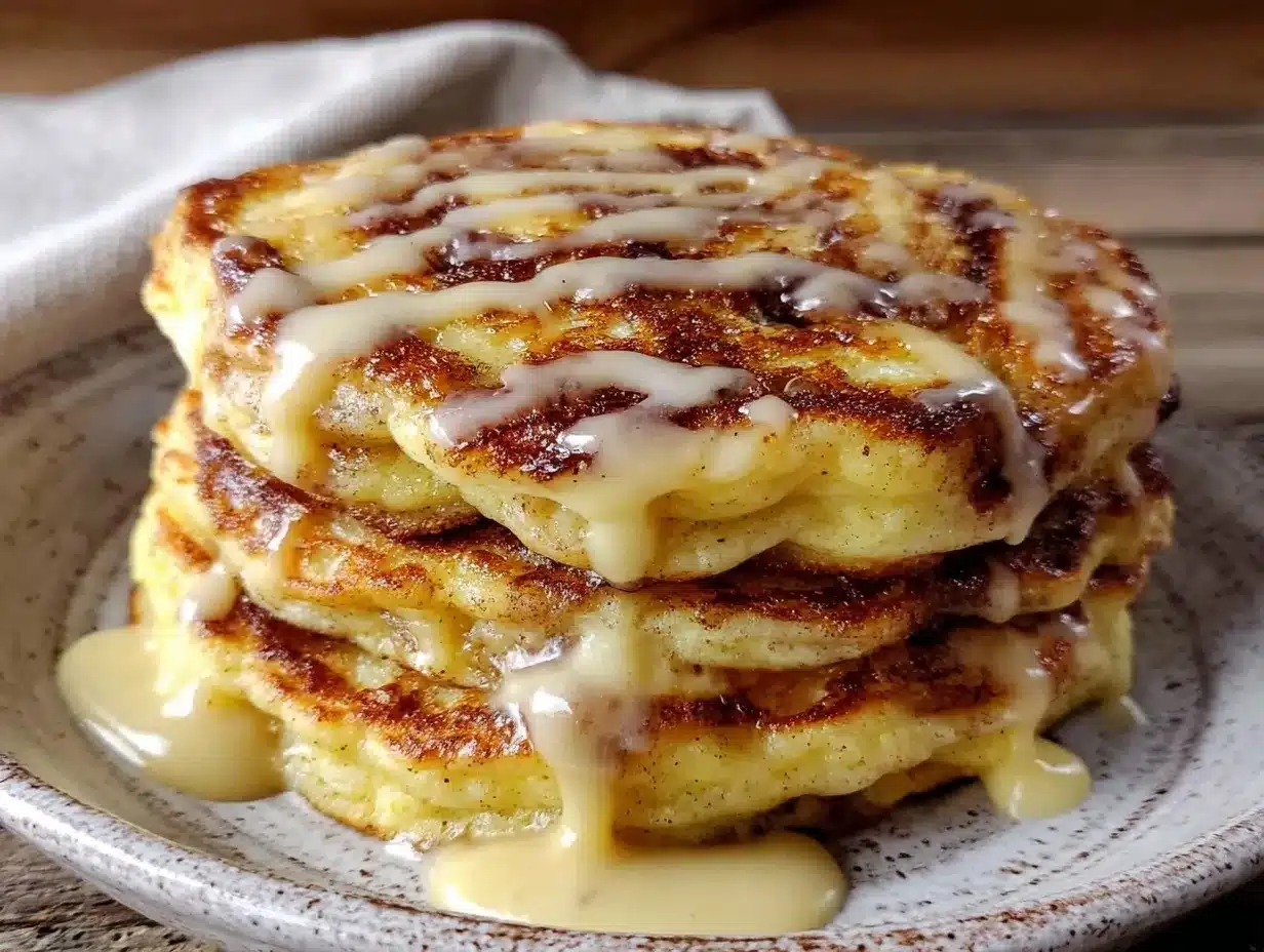 fluffy cinnamon roll pancakes preparation steps