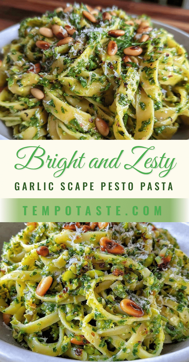 fresh garlic scape pesto pasta recipe