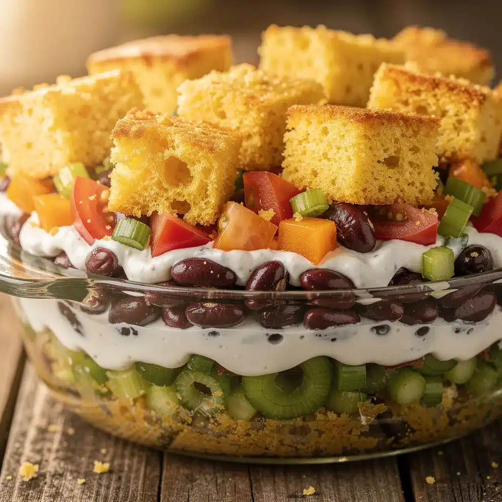 fresh layered cornbread salad preparation steps