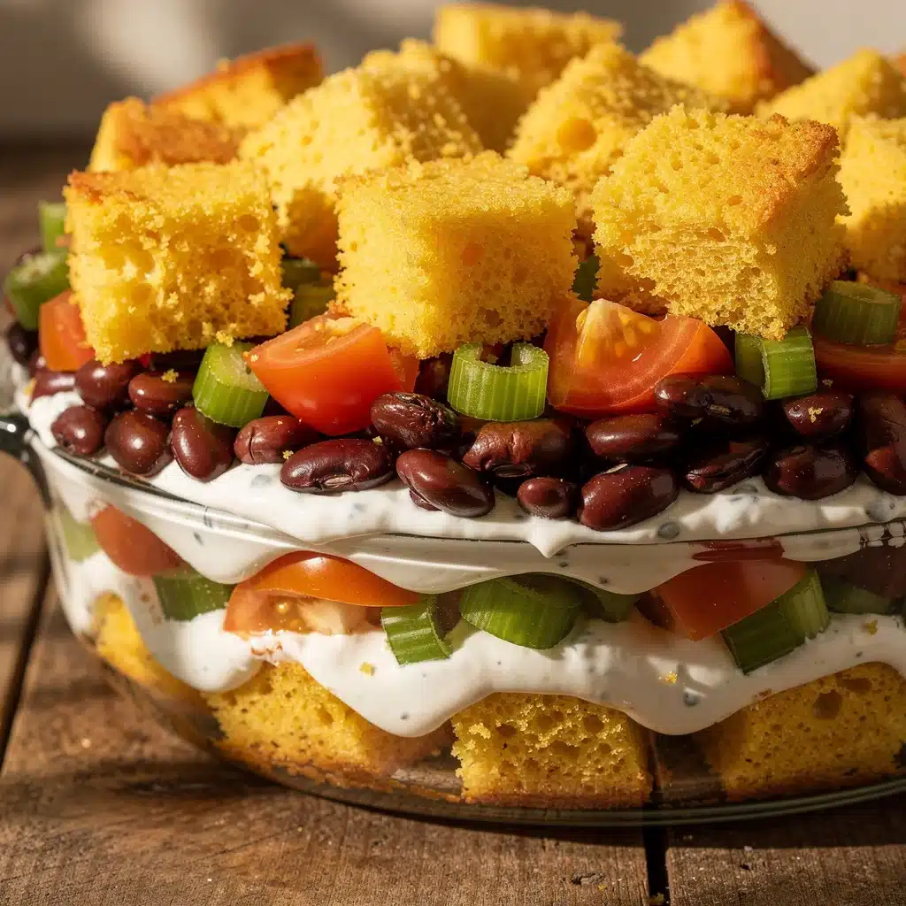 fresh layered cornbread salad - featured image