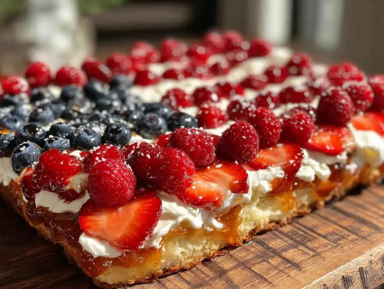fresh patriotic berry flag sheet cake preparation steps