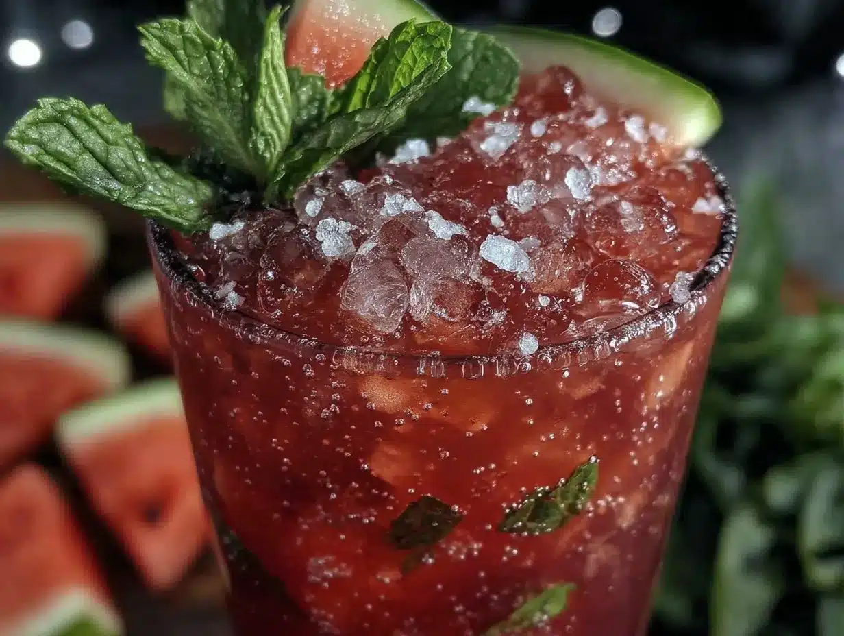 fresh sparkling watermelon mint mocktail preparation steps