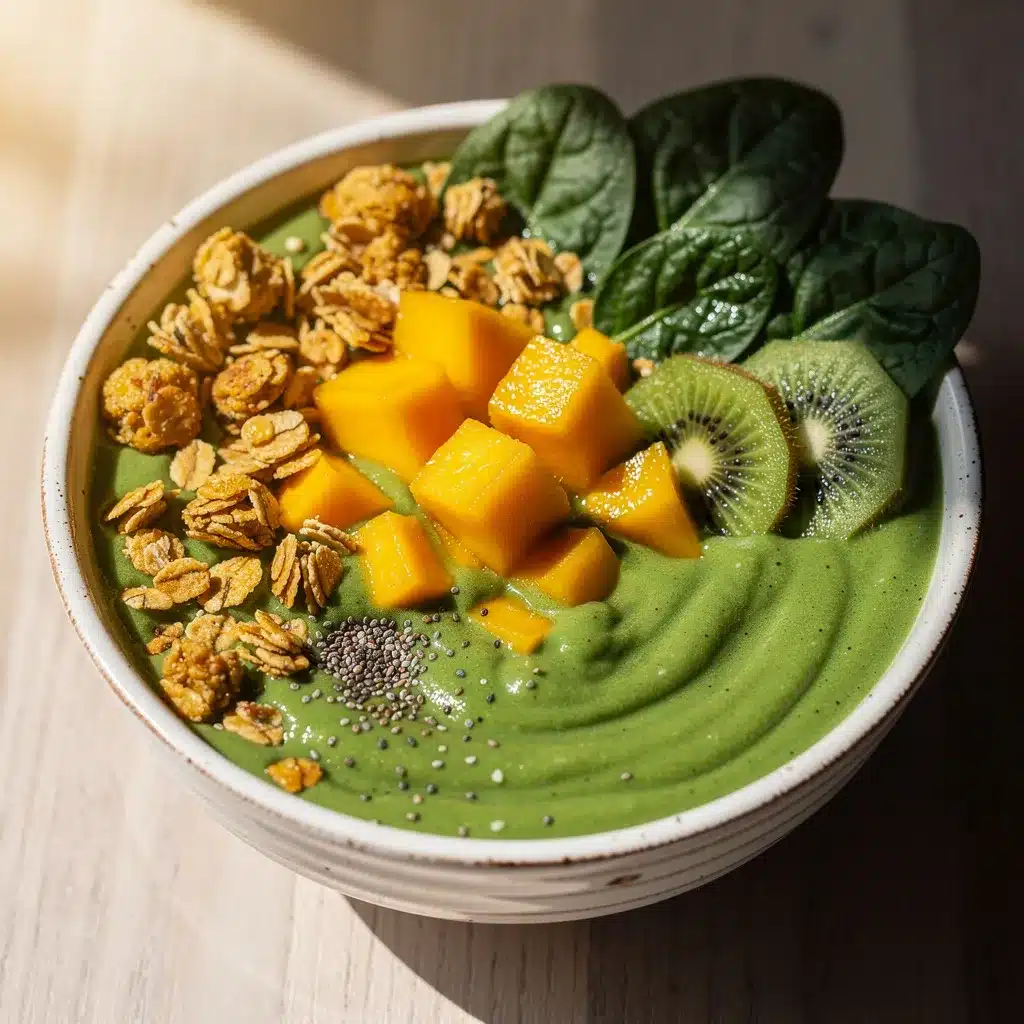 fresh tropical green smoothie bowl preparation steps