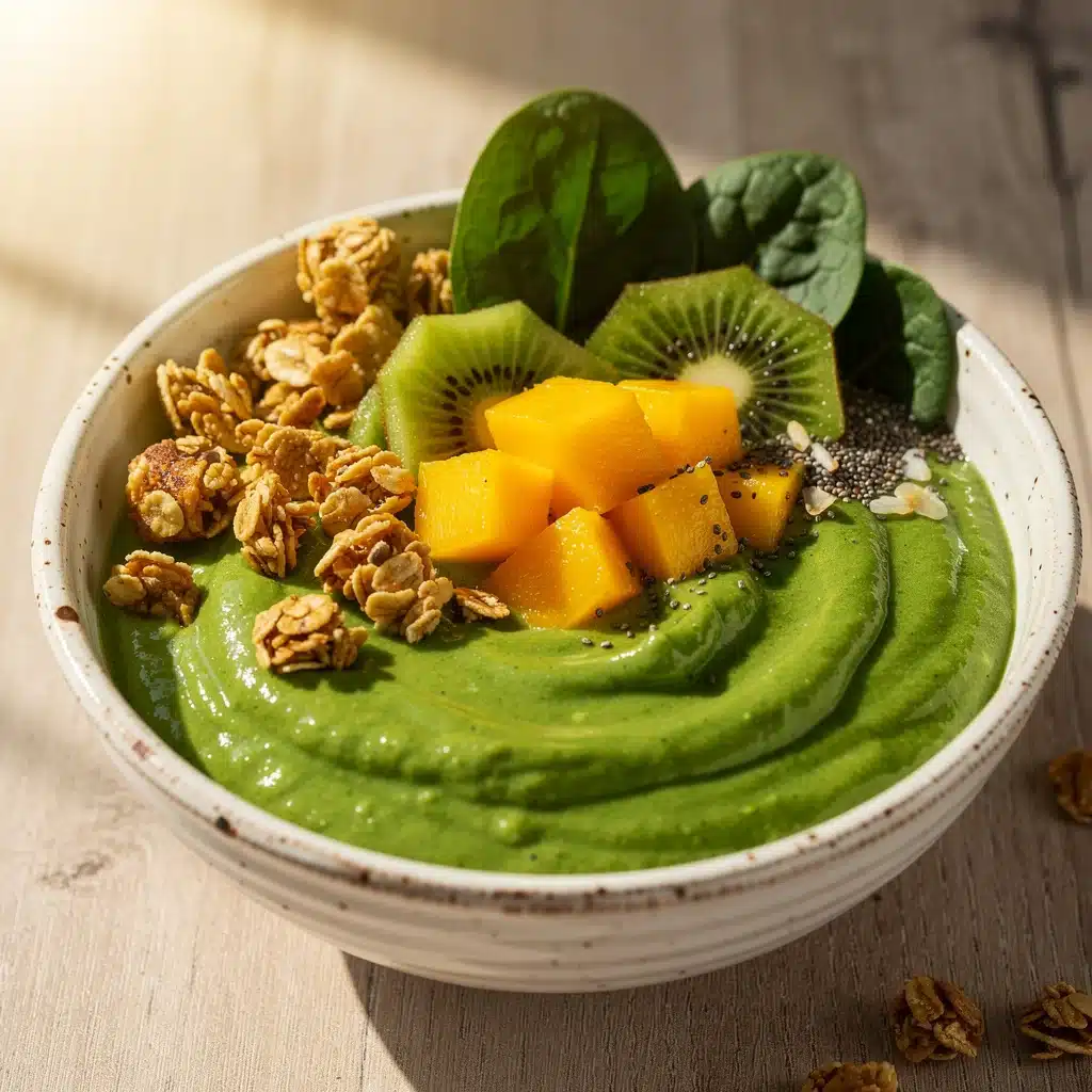 fresh tropical green smoothie bowl - featured image