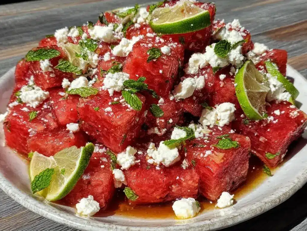 fresh watermelon feta mint salad - featured image