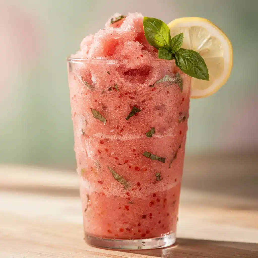 frozen strawberry basil lemonade slushie - featured image