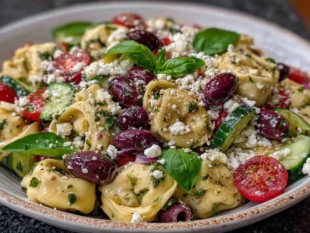 Greek Tortellini Pasta Salad preparation steps