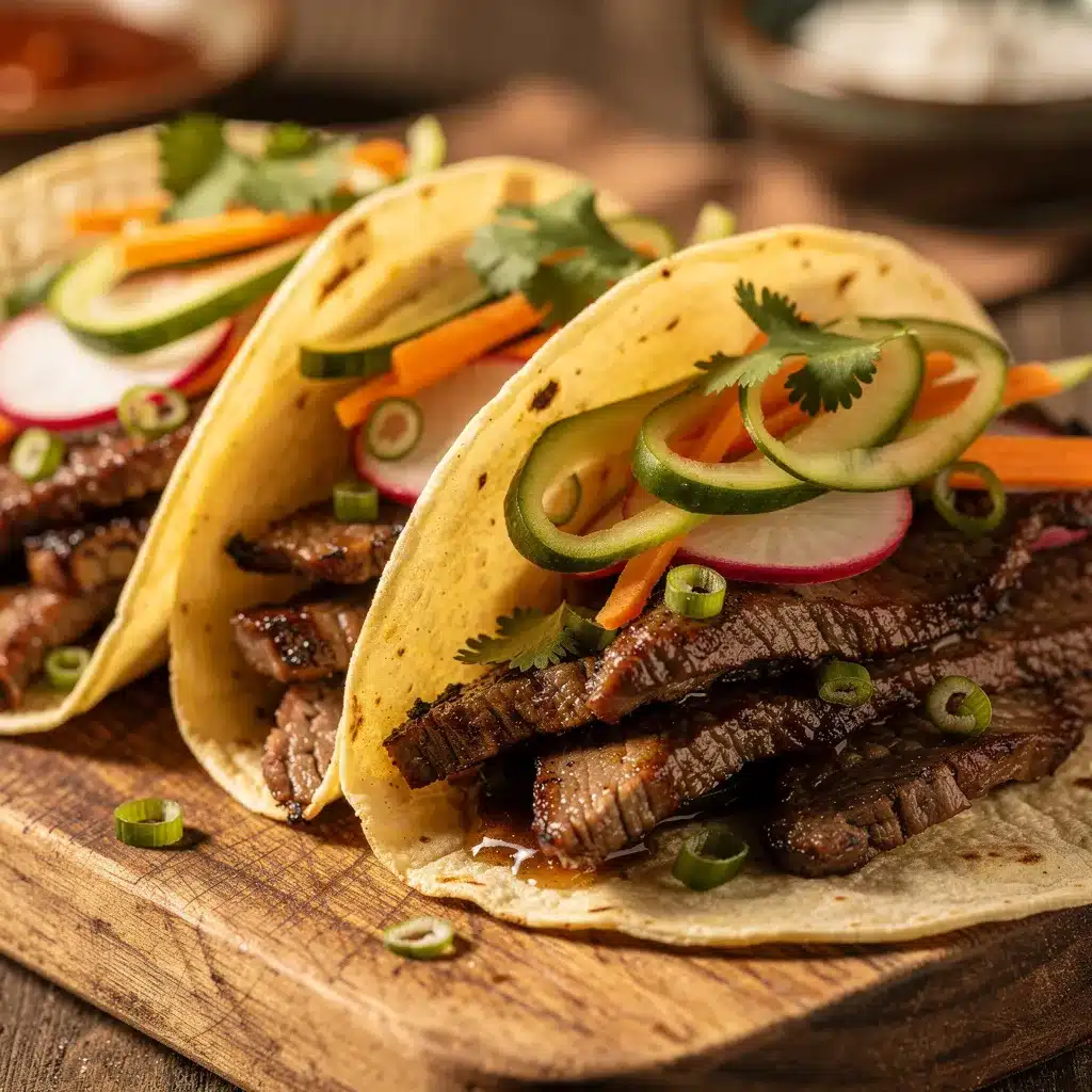 Korean BBQ beef tacos preparation steps