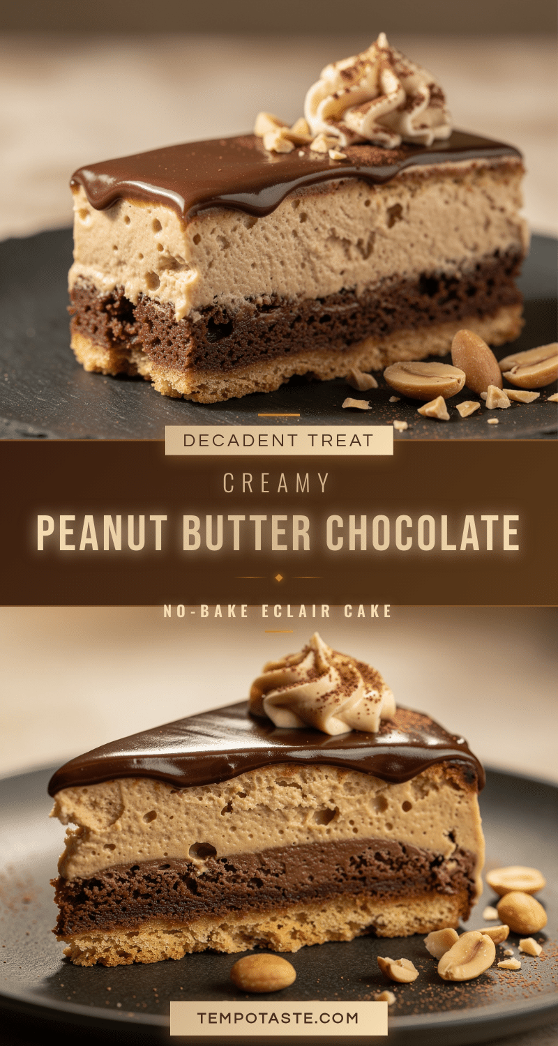 no-bake peanut butter chocolate eclair icebox cake recipe