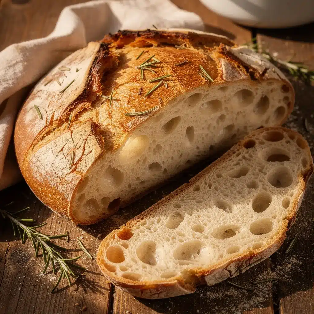 no-knead Dutch oven rosemary bread preparation steps