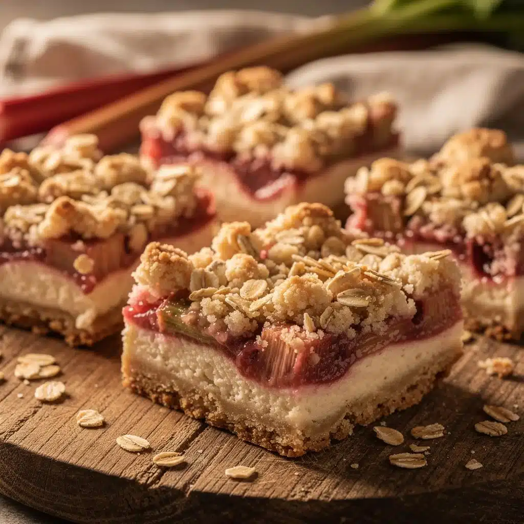 rhubarb crumble cheesecake bars - featured image