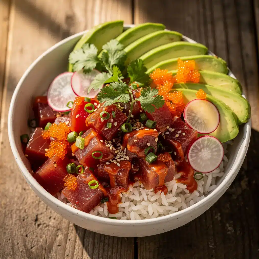 spicy tuna poke bowl preparation steps