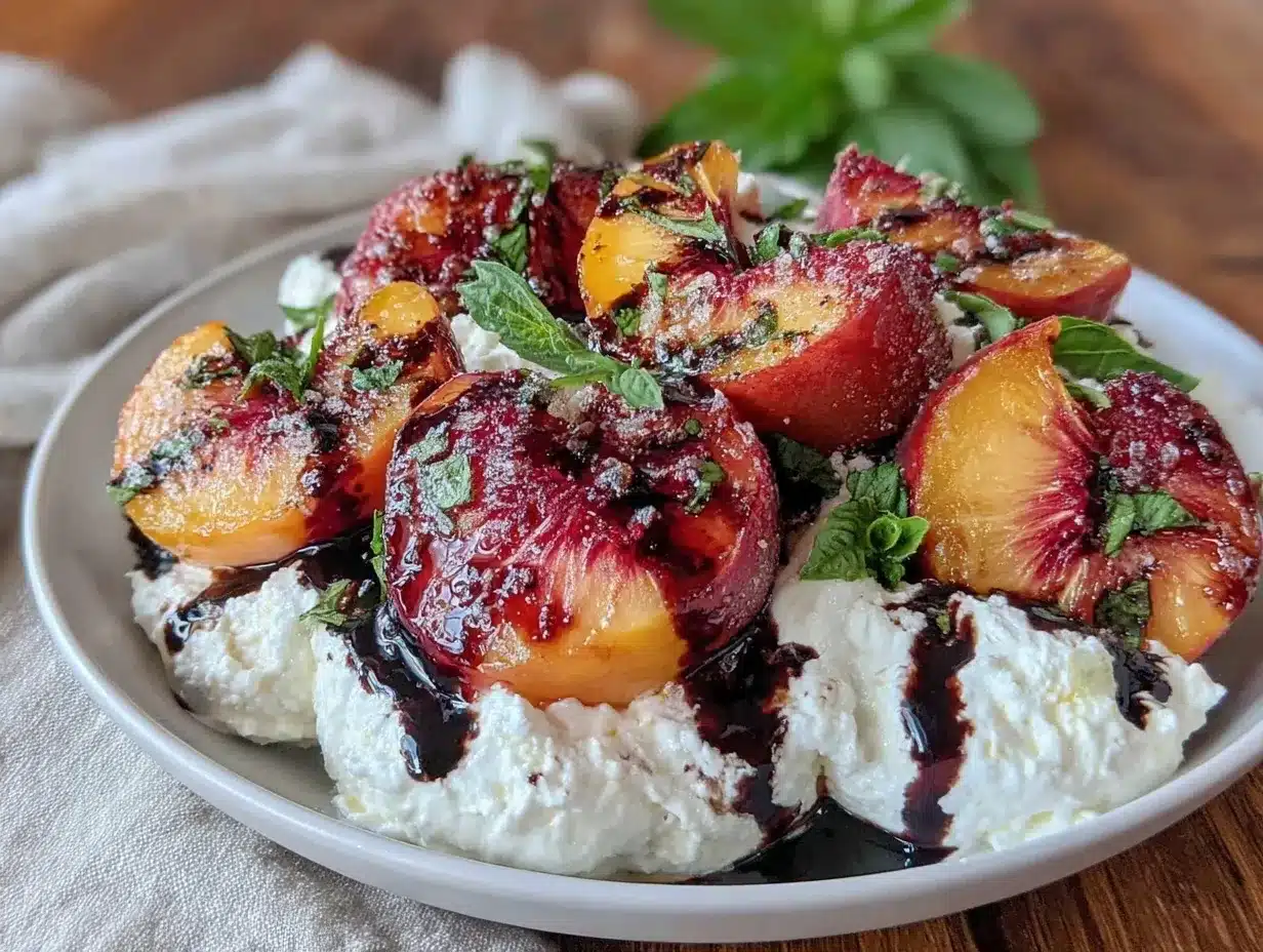 balsamic roasted peaches with creamy burrata preparation steps
