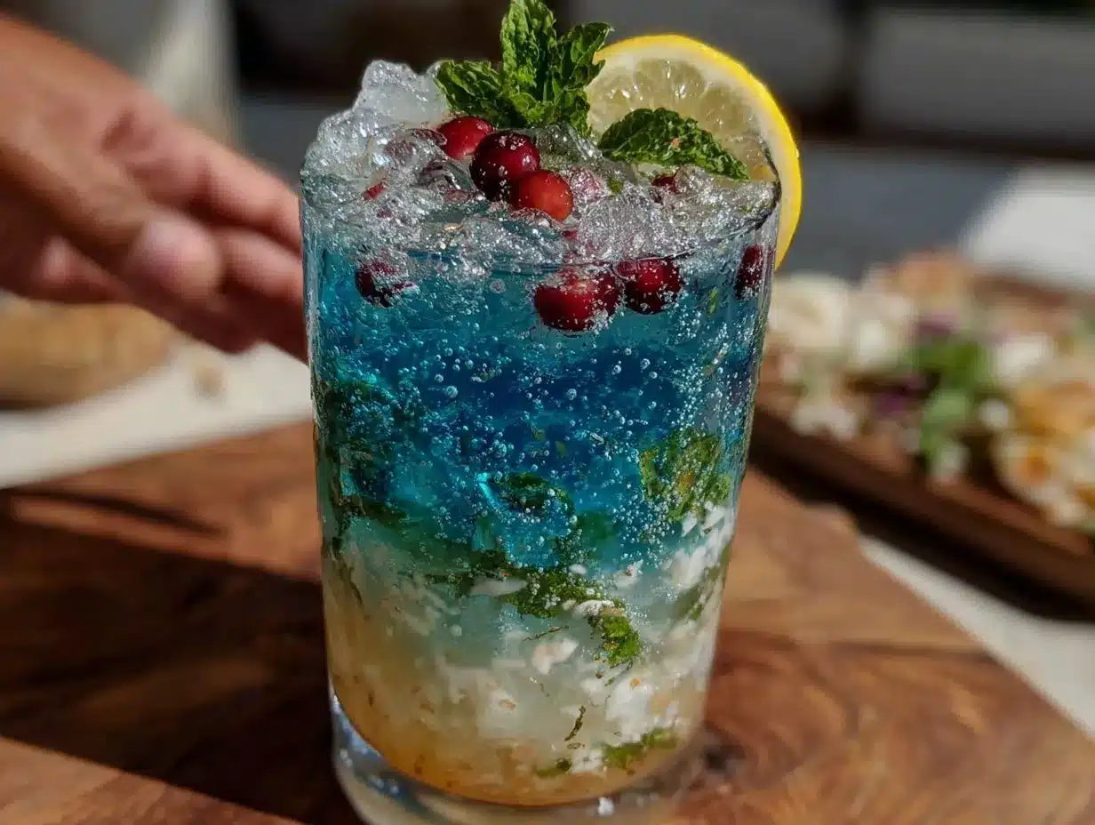 blue vodka lemonade sparkler preparation steps