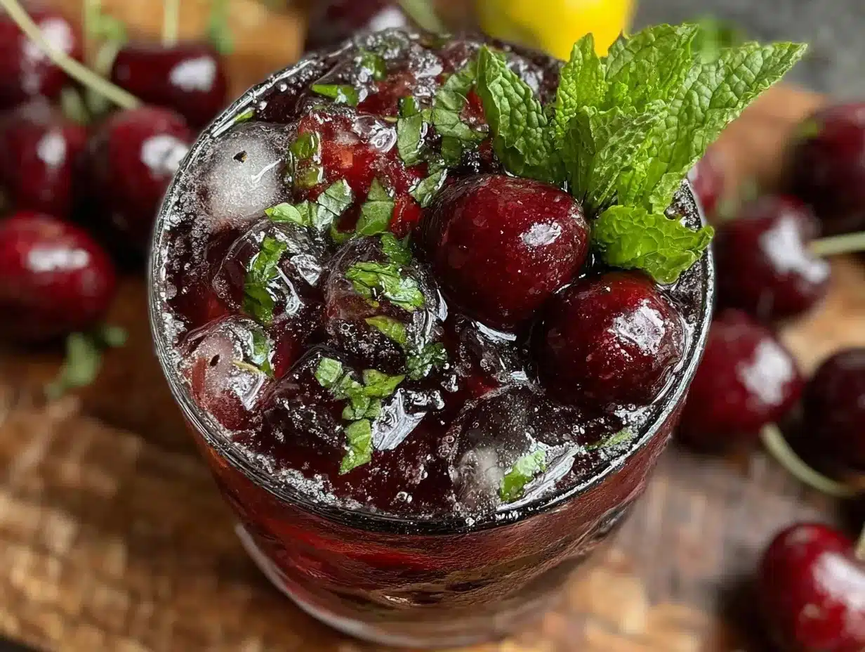 cherry bourbon smash cocktail preparation steps
