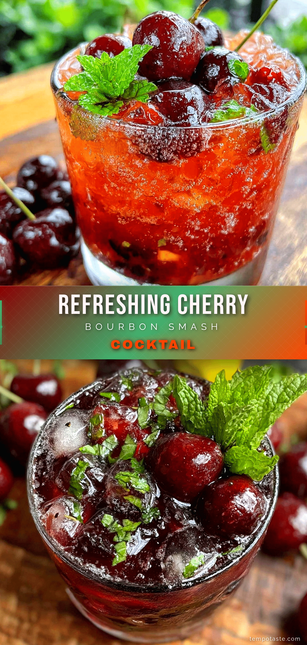 cherry bourbon smash cocktail recipe