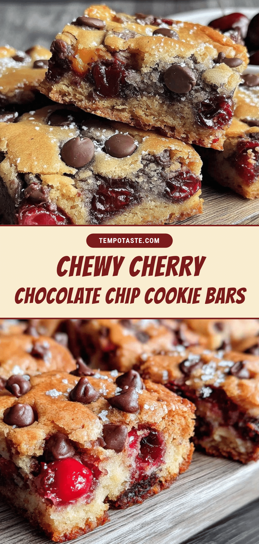 chewy fresh cherry chocolate chip cookie bars recipe