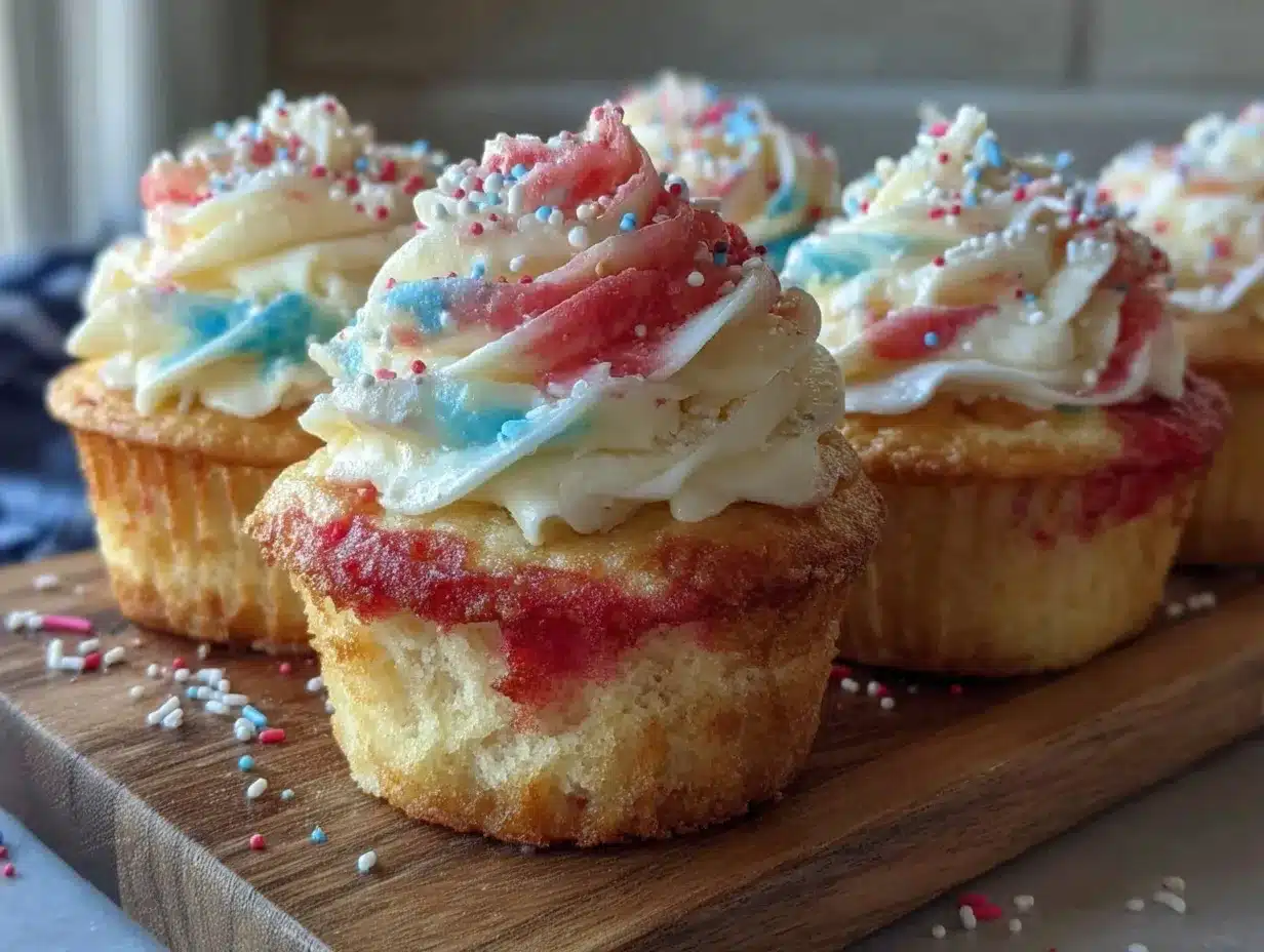 Colorful Bomb Pop Cupcakes preparation steps