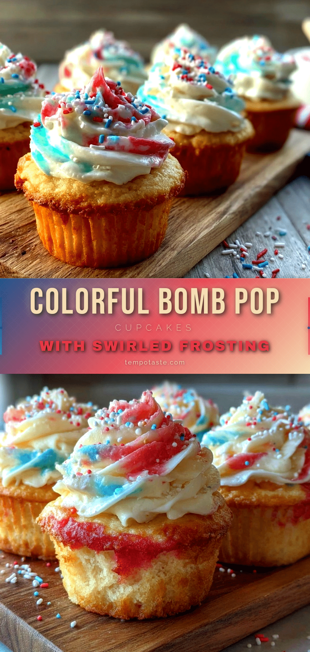 Colorful Bomb Pop Cupcakes recipe