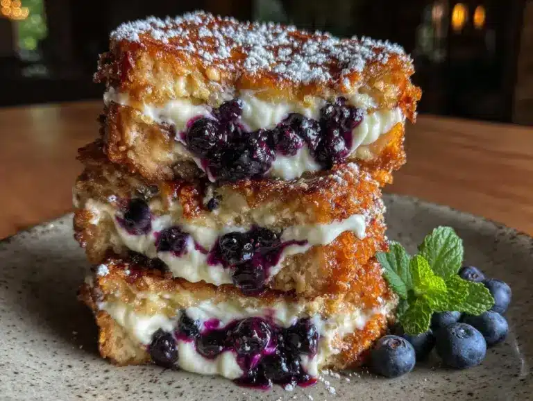 creamy blueberry cream cheese stuffed french toast - featured image