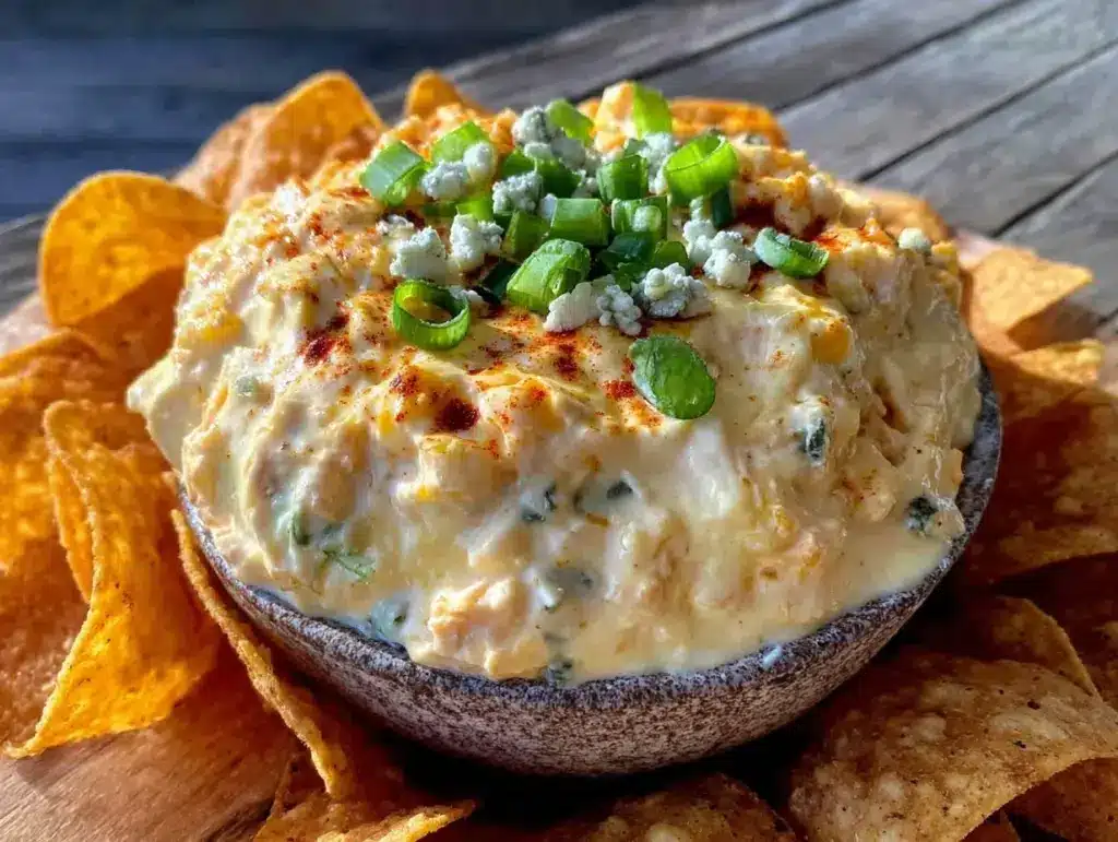 creamy buffalo chicken dip - featured image