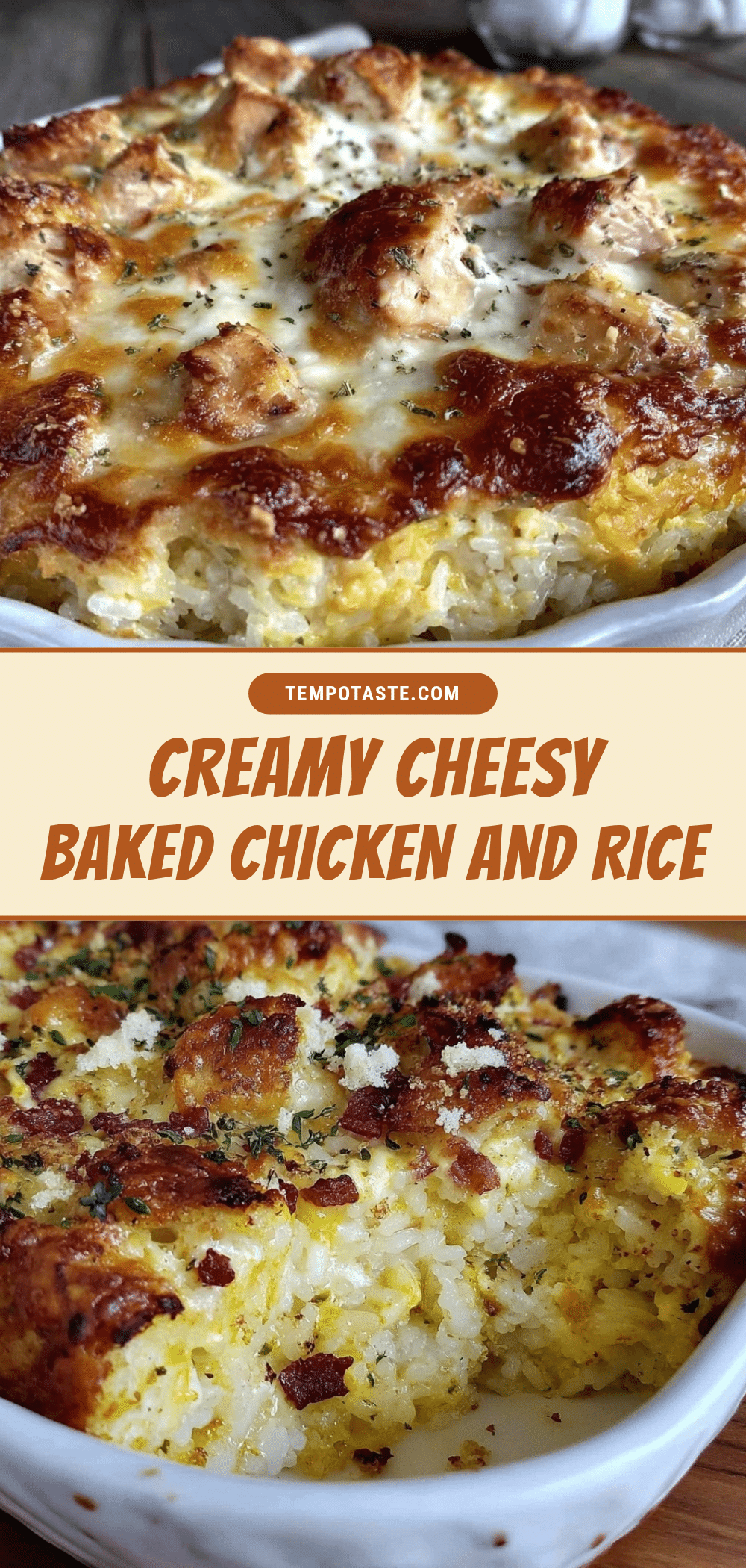 creamy cheesy baked chicken and rice casserole recipe