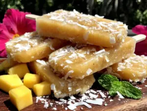 creamy coconut mango popsicles - featured image