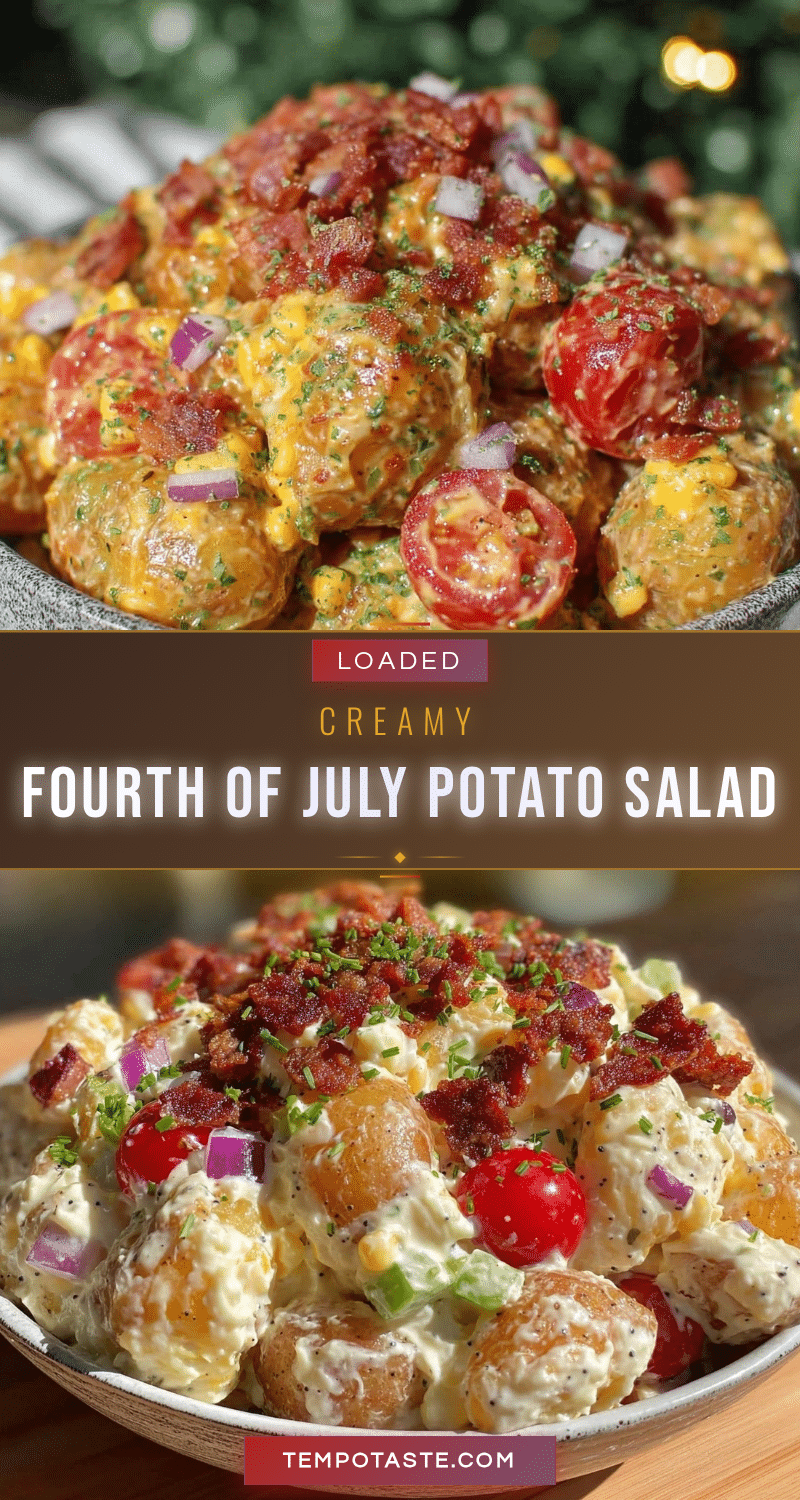 creamy loaded Fourth of July potato salad recipe