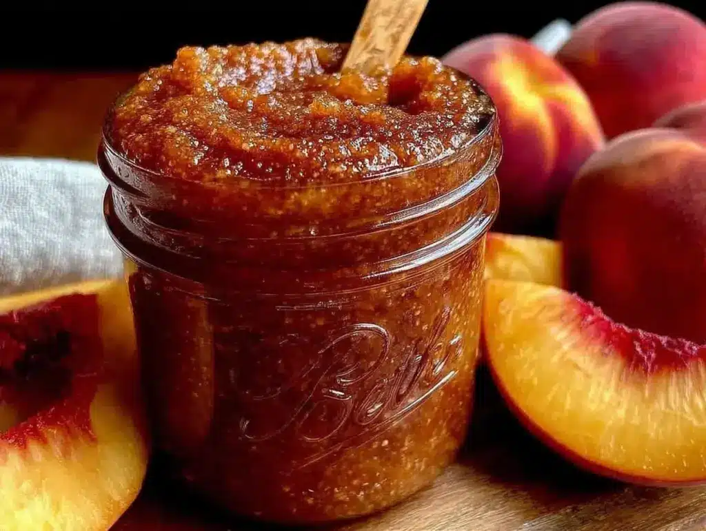 creamy peach butter slow cooker recipe - featured image