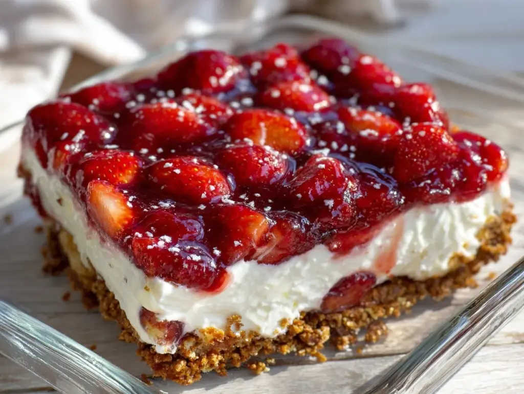 creamy strawberry pretzel salad delight - featured image