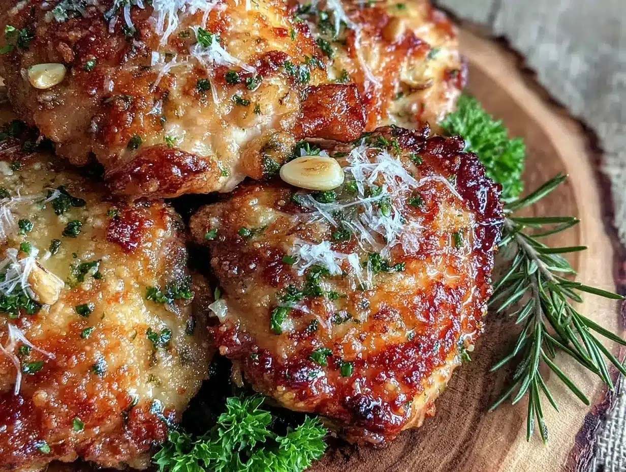 crispy garlic parmesan chicken thighs air fryer preparation steps