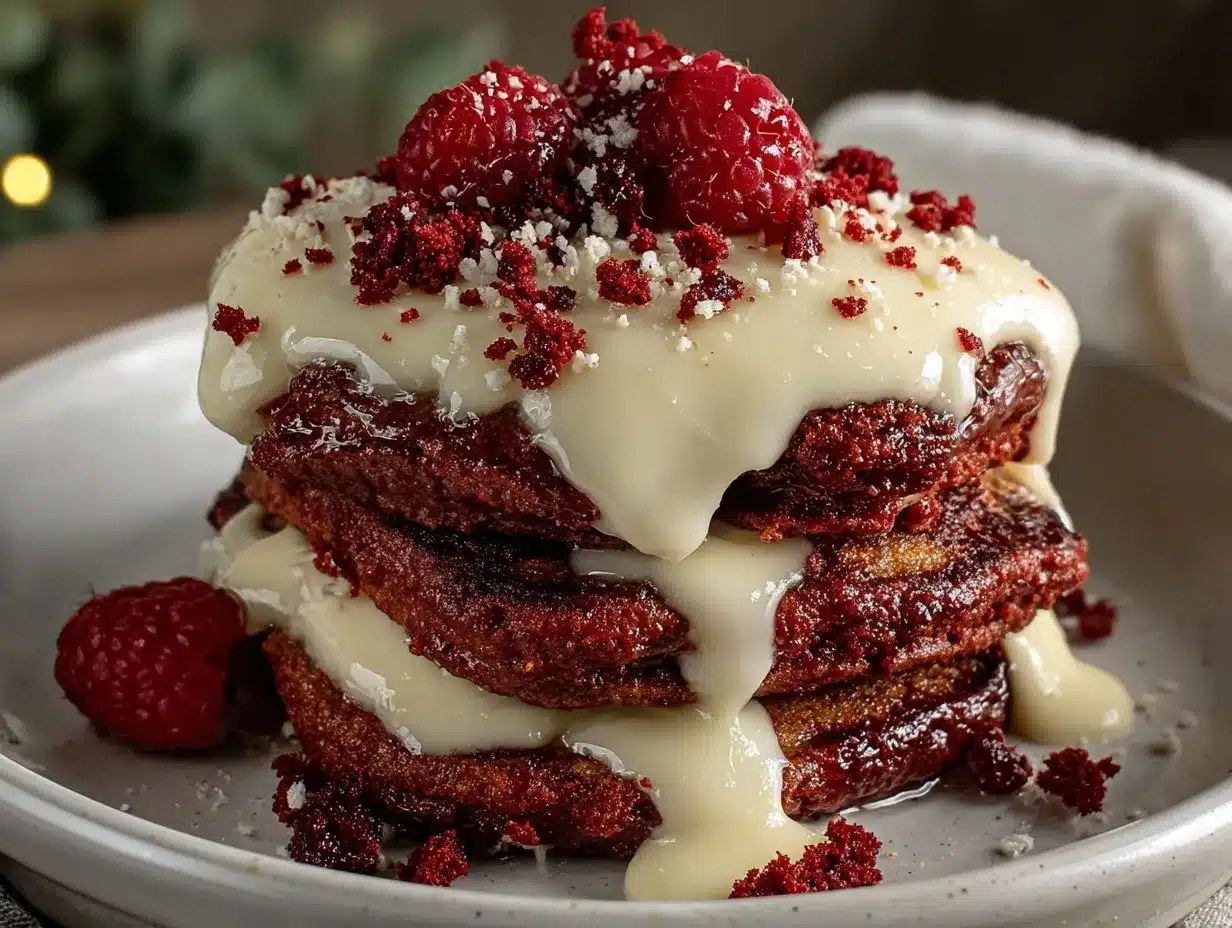 fluffy red velvet pancakes preparation steps
