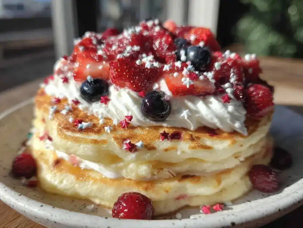 fourth of july breakfast pancakes - featured image