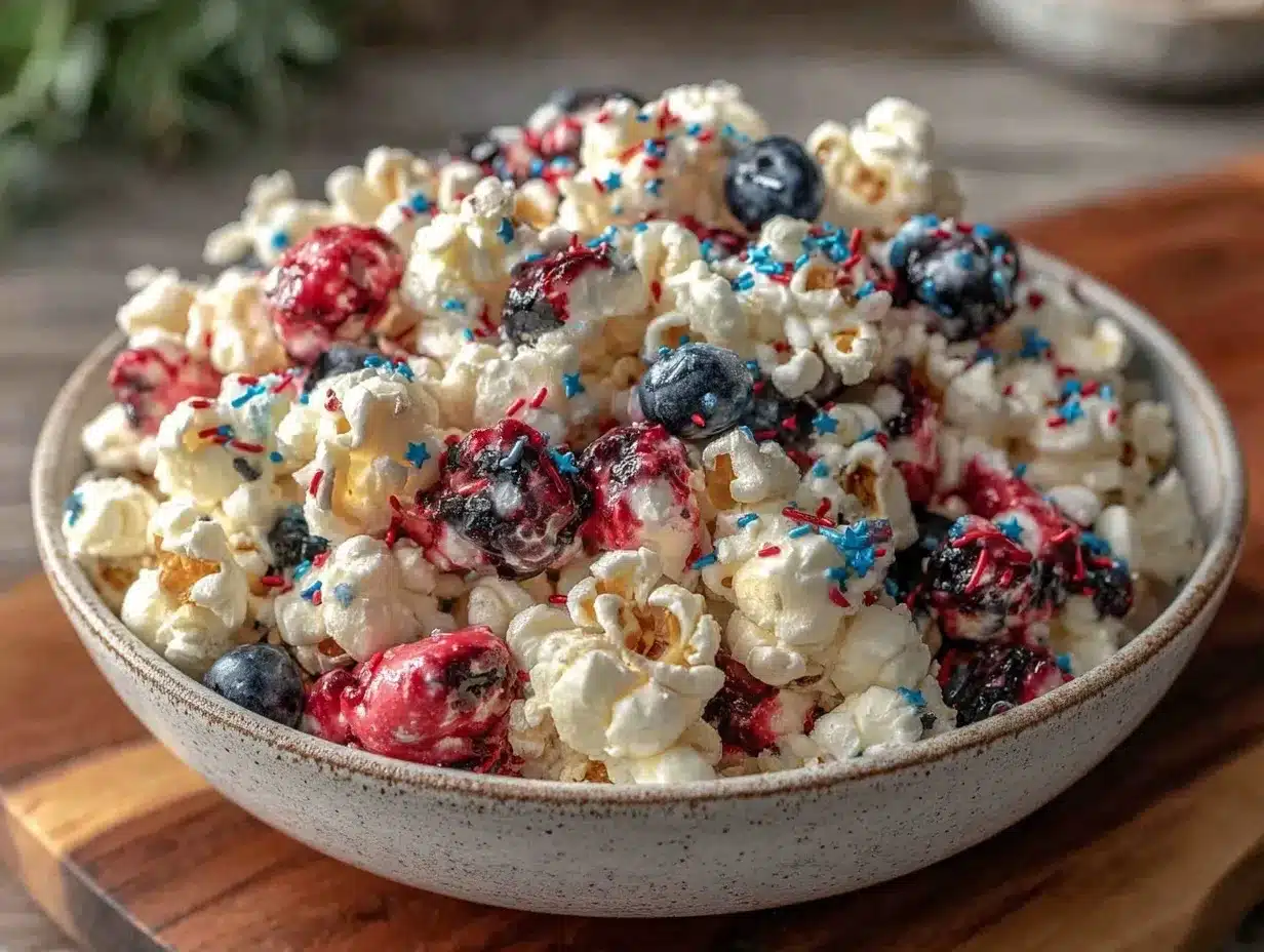 Fourth of July Kids Patriotic Popcorn Mix preparation steps
