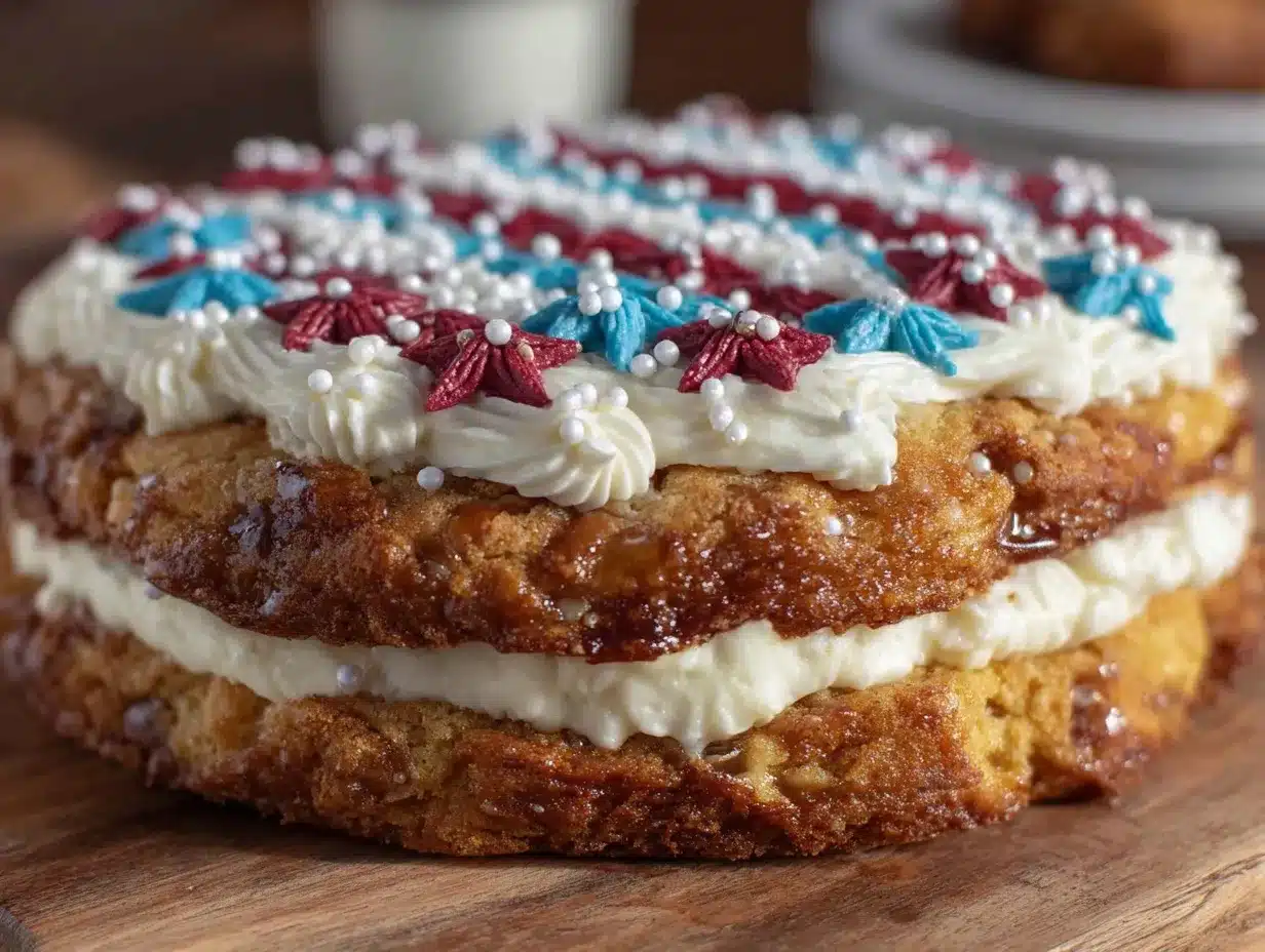 fourth of july layered cookie cake preparation steps