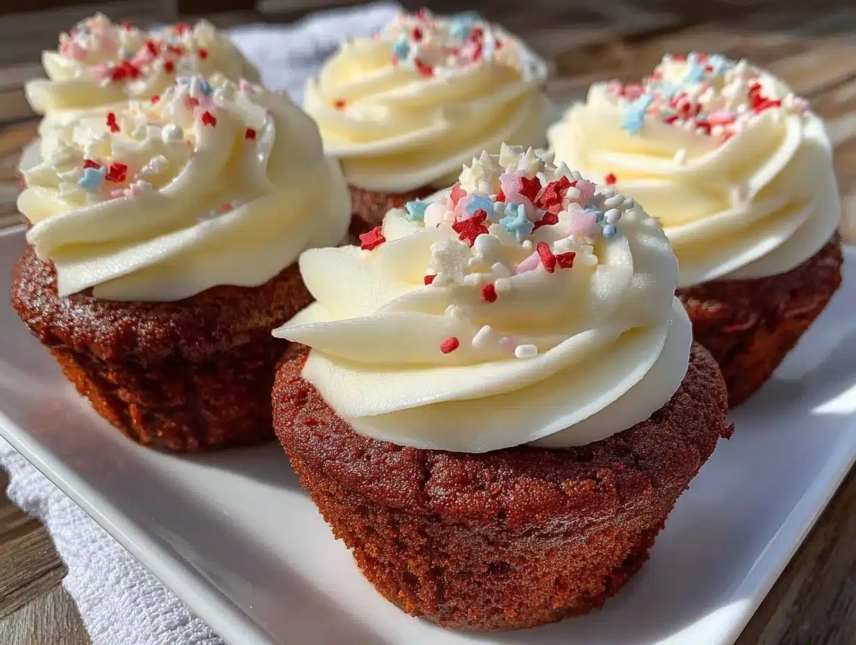 Fourth of July Red Velvet Cupcakes preparation steps