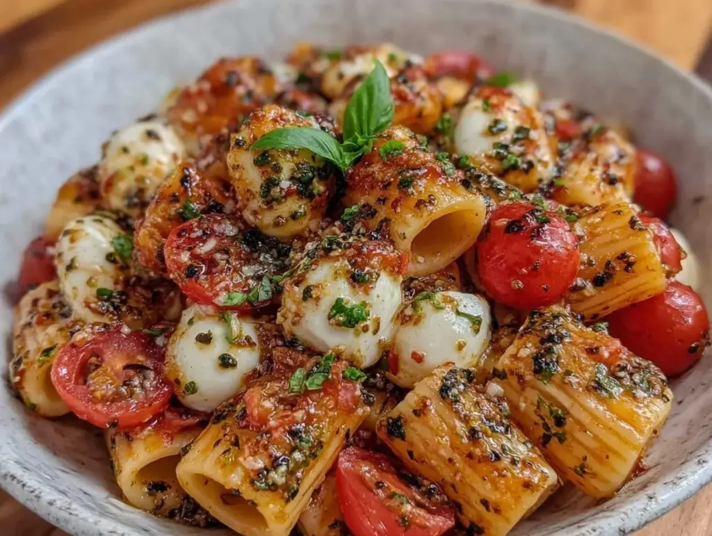 fresh caprese pasta salad - featured image