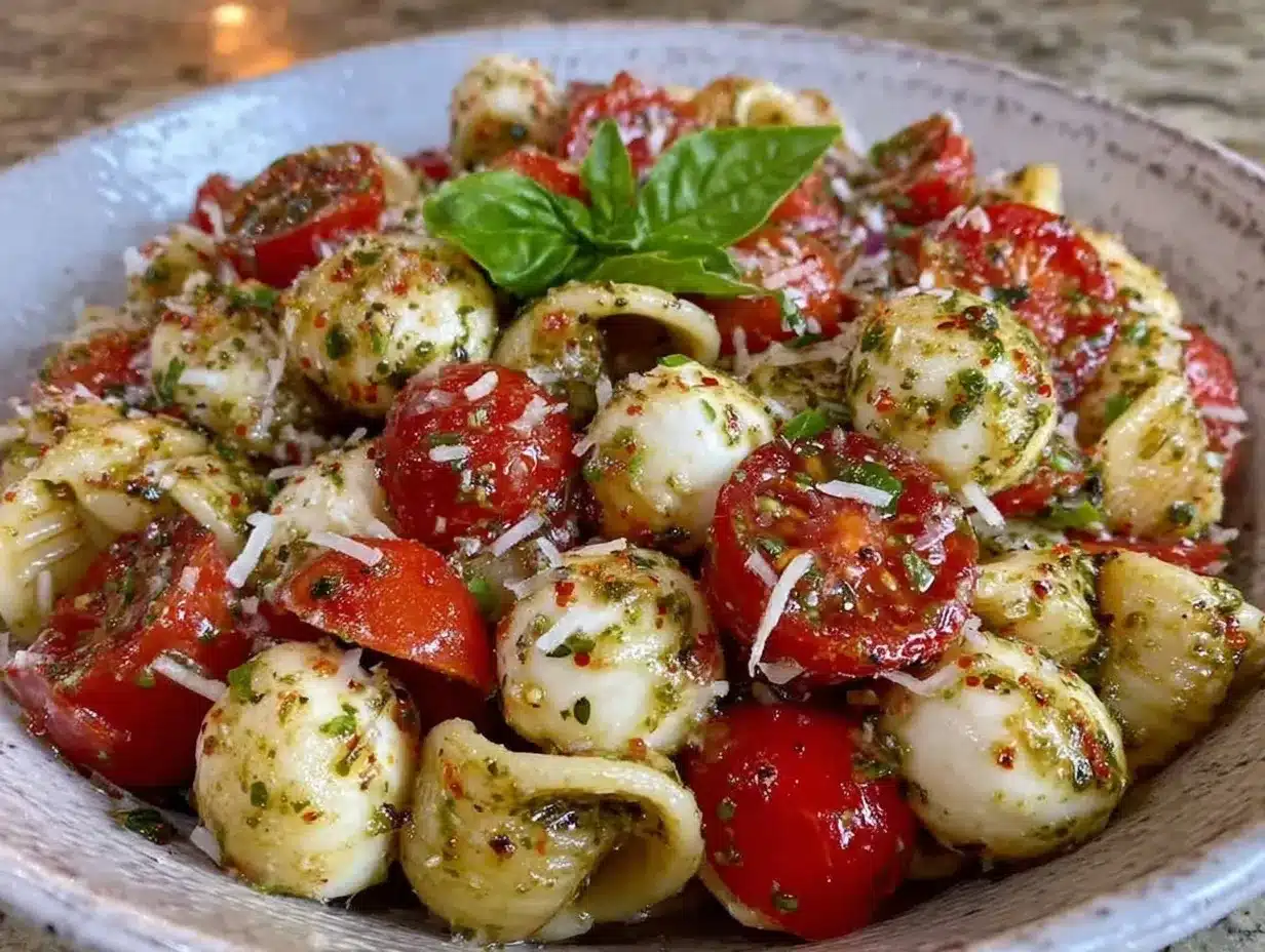 fresh caprese pasta salad preparation steps