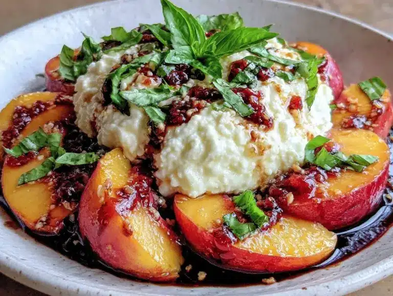 fresh peach burrata salad - featured image