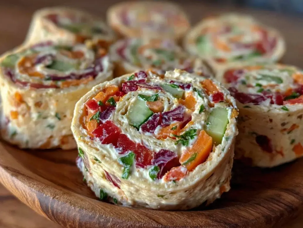fresh rainbow veggie pinwheels - featured image