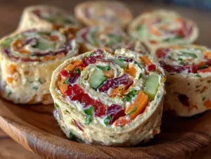 fresh rainbow veggie pinwheels - featured image