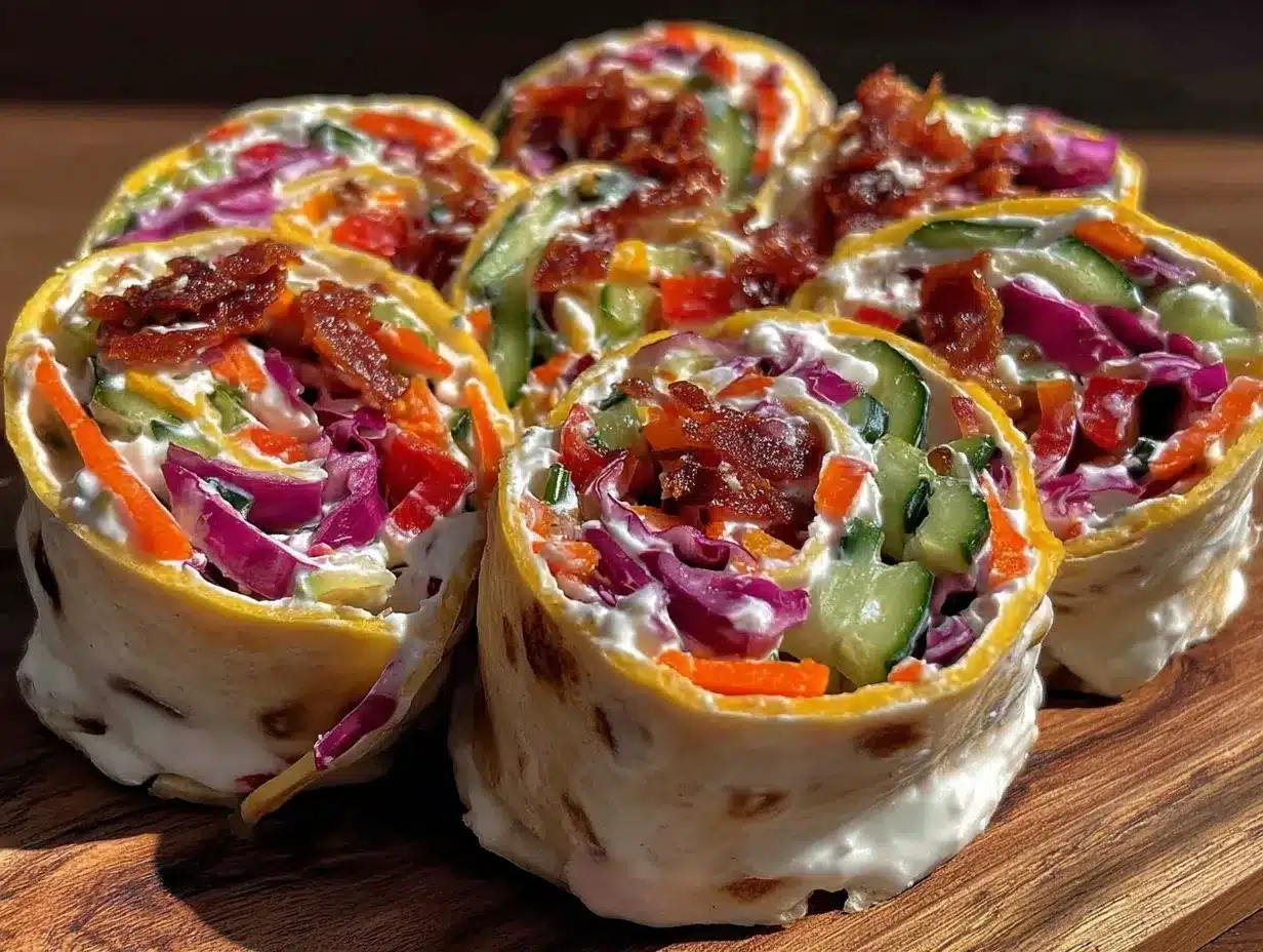 fresh rainbow veggie pinwheels preparation steps