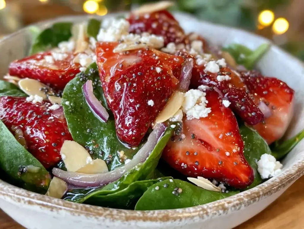 fresh strawberry spinach salad - featured image